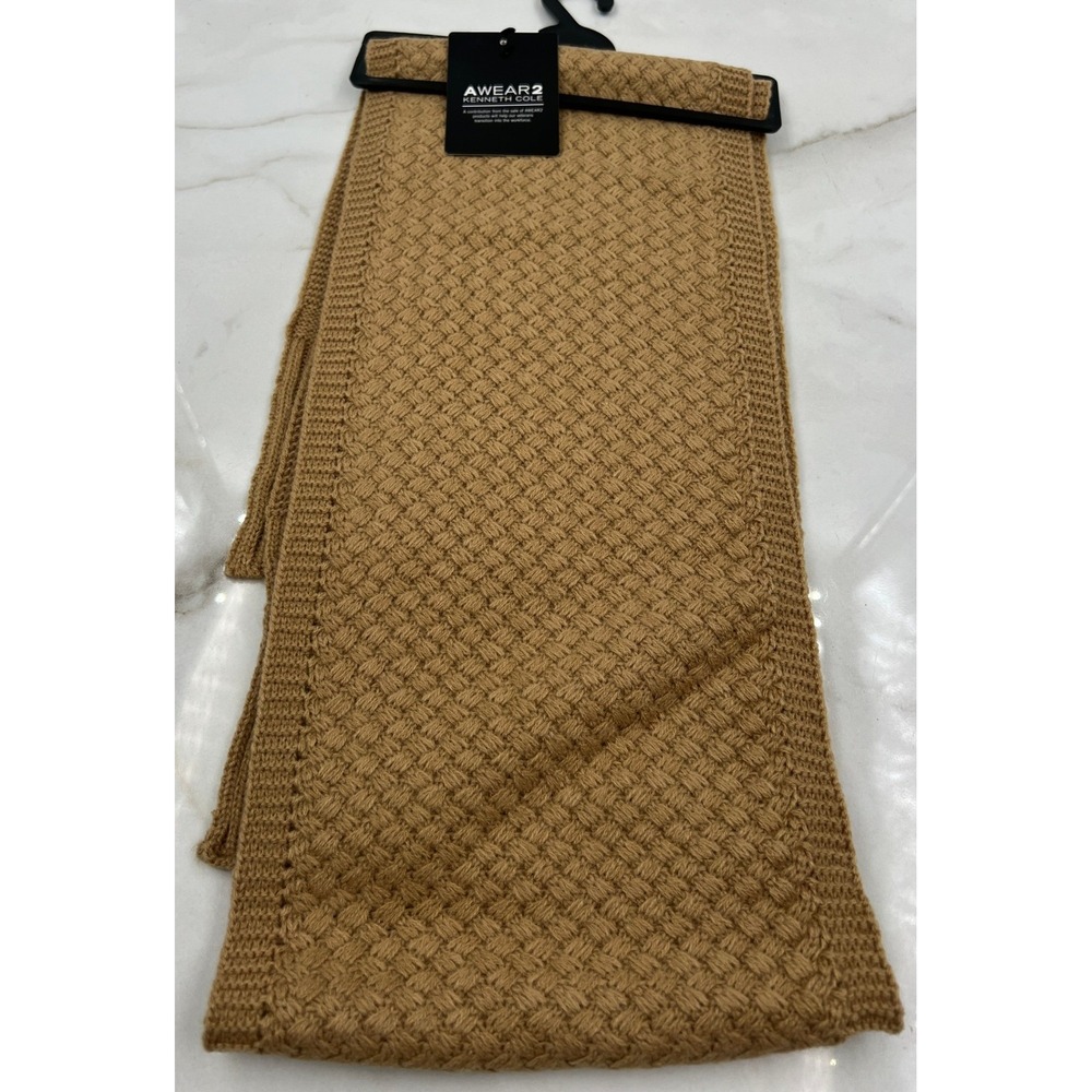 AWEAR2 Kenneth Cole Scarf Camel Tan Basketweave Knit NWT